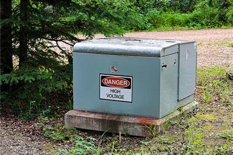 high voltage grey electric box in backyard|residential electrical boxes.